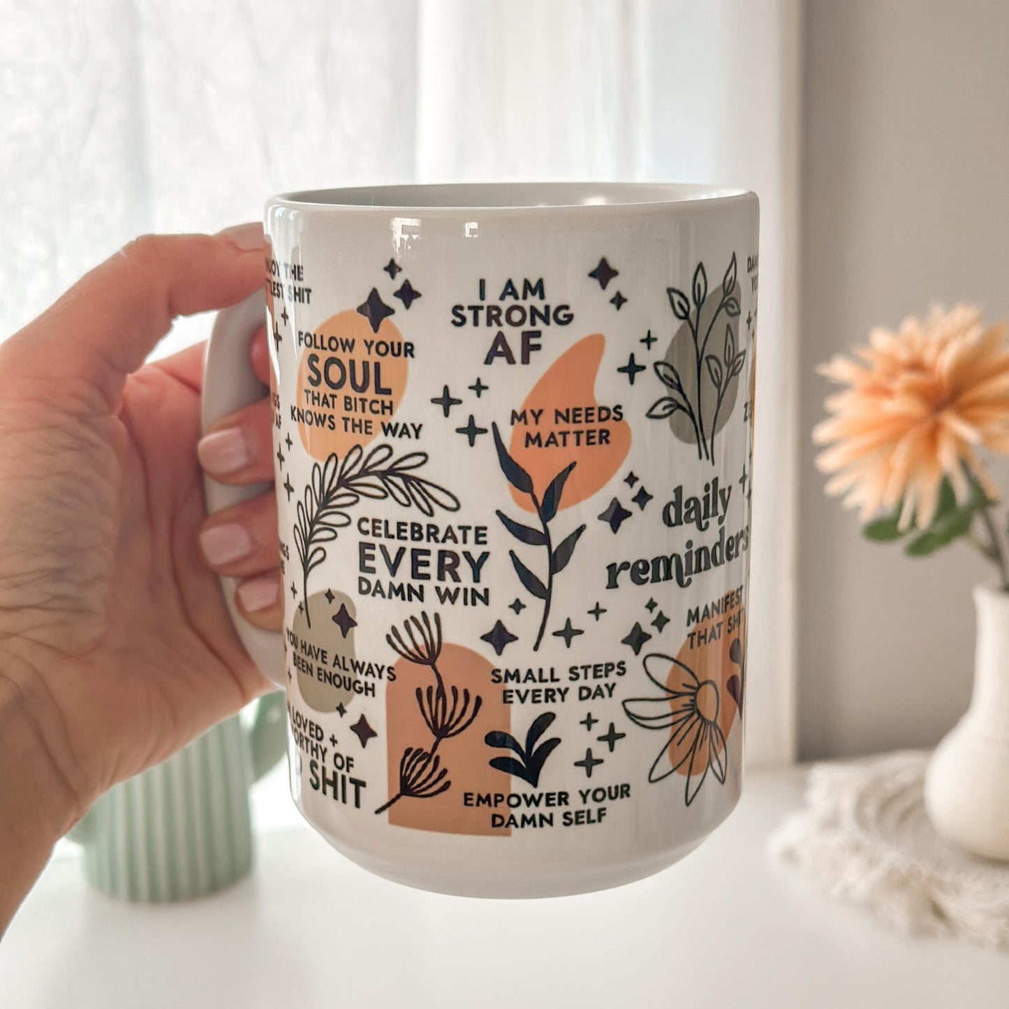 Personalized Daily Affirmations Mug – Empowering Affirmation Coffee Cup for Women