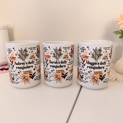 Personalized Daily Affirmations Mug – Empowering Affirmation Coffee Cup for Women