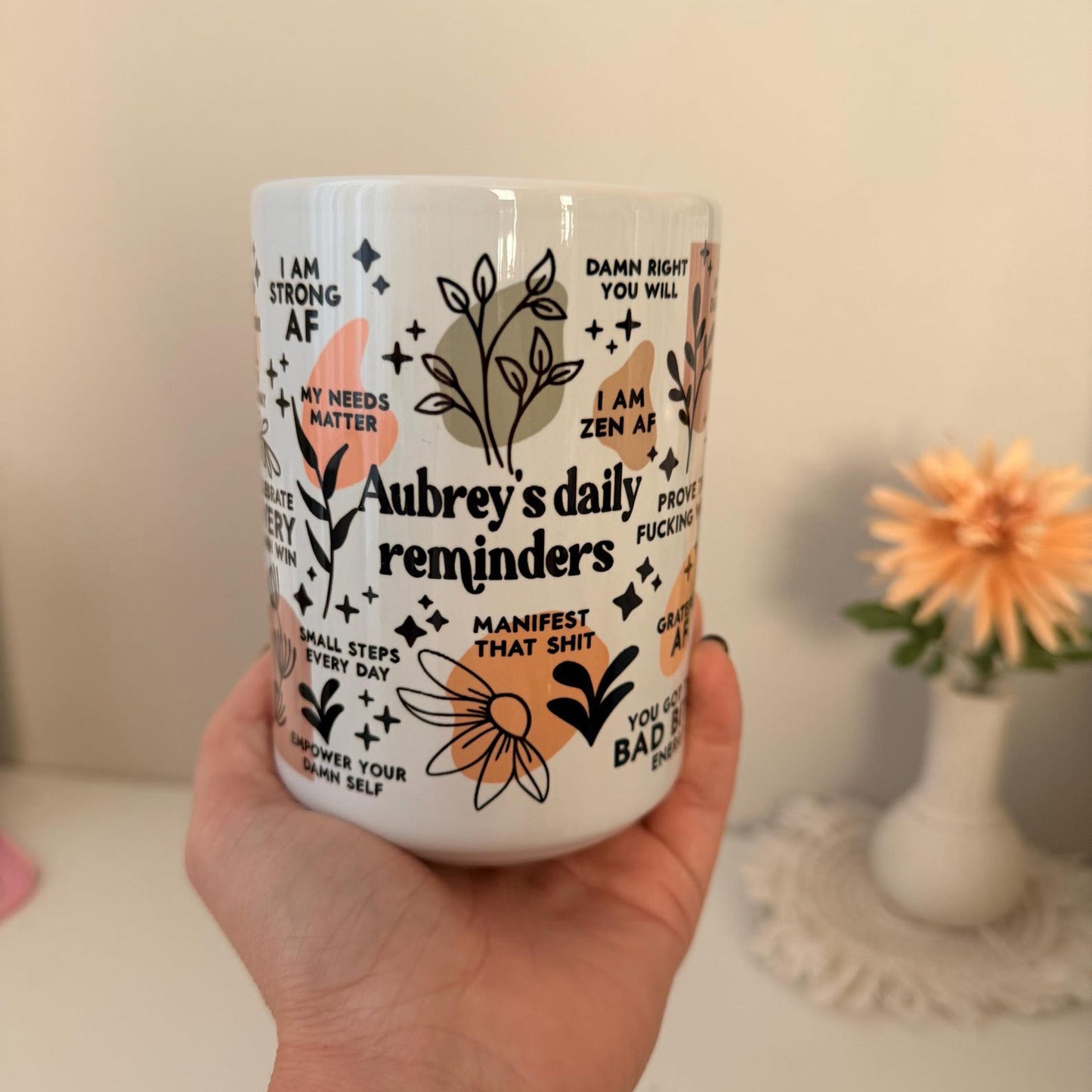 Personalized Daily Affirmations Mug – Empowering Affirmation Coffee Cup for Women